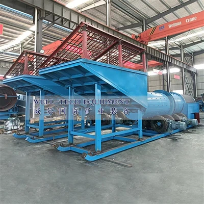 Δύο γραμμές 50 tph Sticky Clay Alluvial Gold Wash Plant Scrubber Trommel Ship...